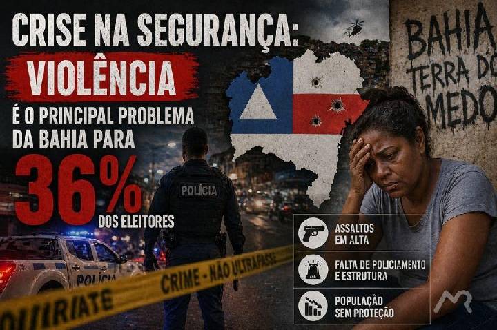Crise na Segurança: Violência é o principal problema da Bahia para 36% dos eleitores.