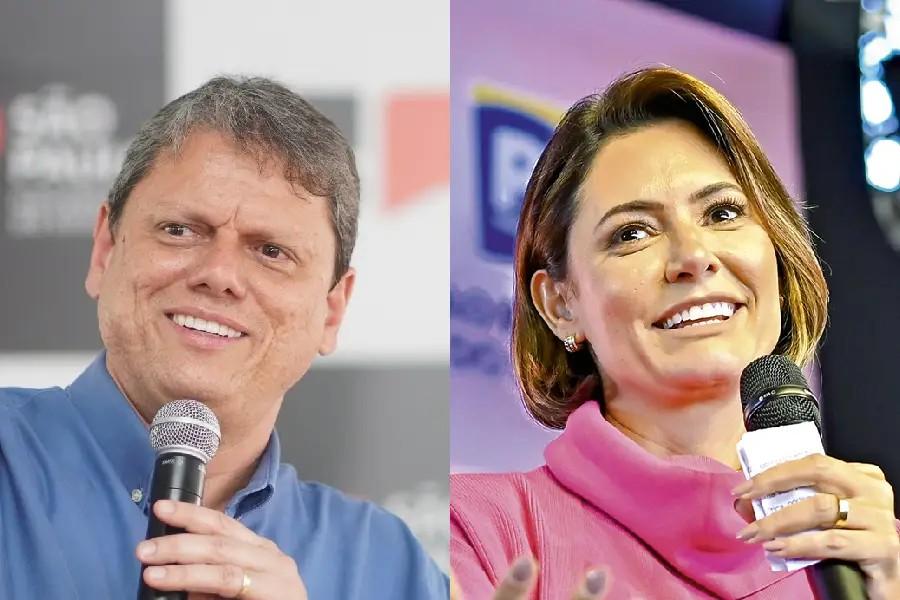 Sem Bolsonaro, PL mira dupla Tarcísio e Michelle para disputar a presidência