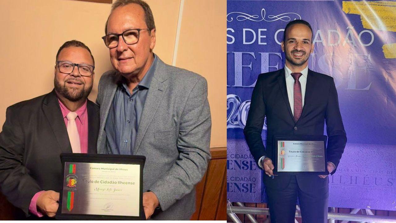 Ilhéus celebra trajetórias de liderança: Moacyr Leite e Vinícius Ibrann recebem Título de Cidadão Ilheense 